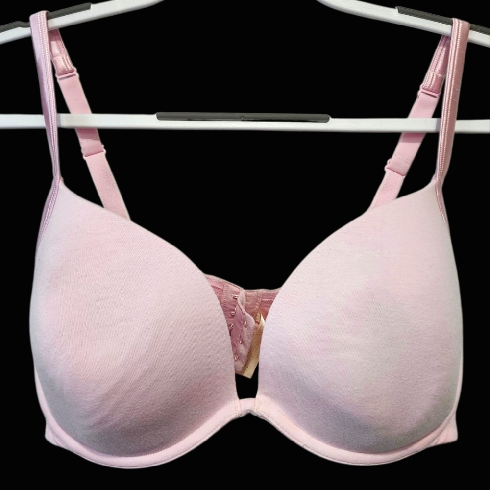 Cacique Size 38DD Pink Full Coverage Underwire Bra‎ Cotton Satin Piping